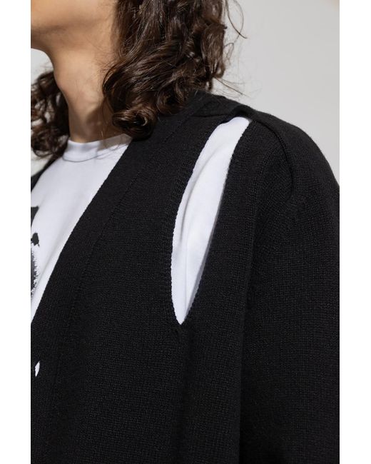 McQueen Black Cut-Out Knitted Cardigan for men