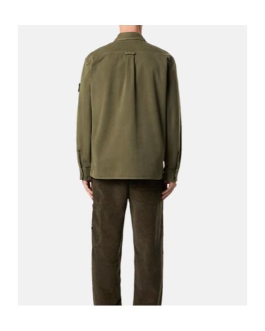 Stone Island Green Comfort-Fit Overshirt With Chest Pockets for men