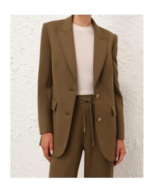 Zimmermann Brown Crush Single Breasted Jacket