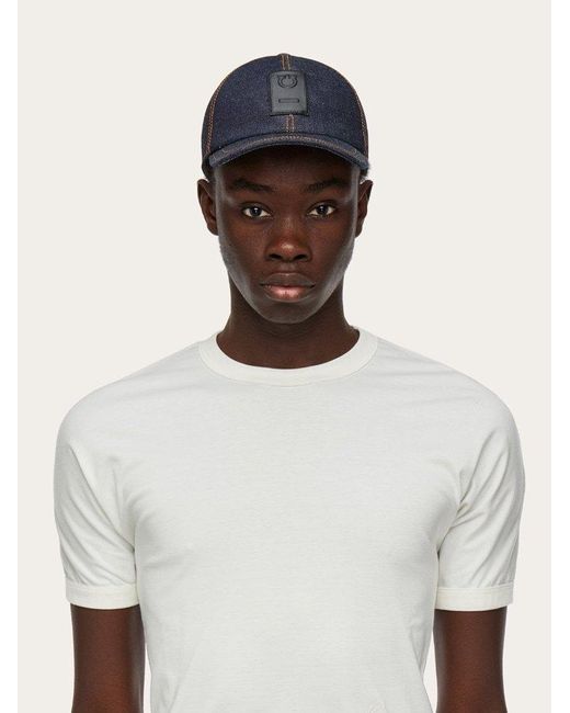 Ferragamo Blue Ferragamo Logo Patch Baseball Cap for men