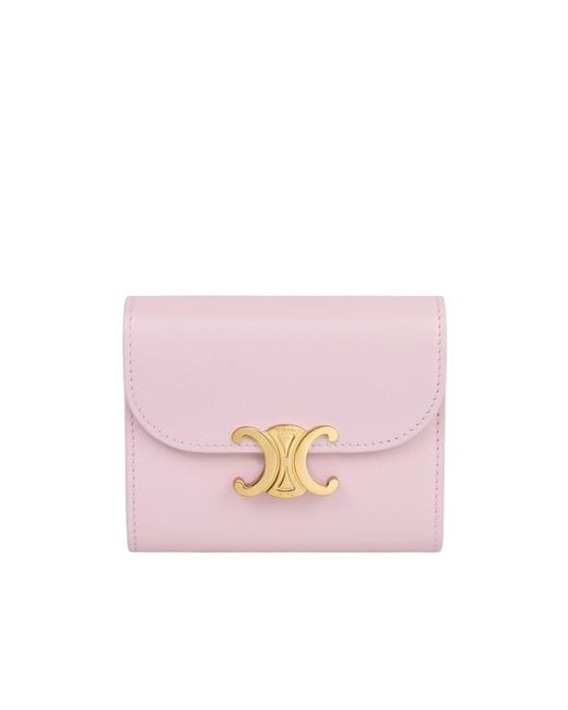 Céline Pink Small Flap Wallet Triomphe