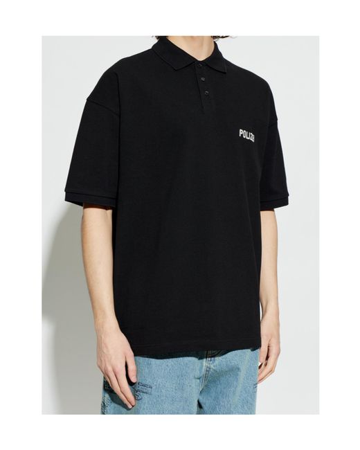 Vetements Black Polizei Oversized Polo Shirt for men