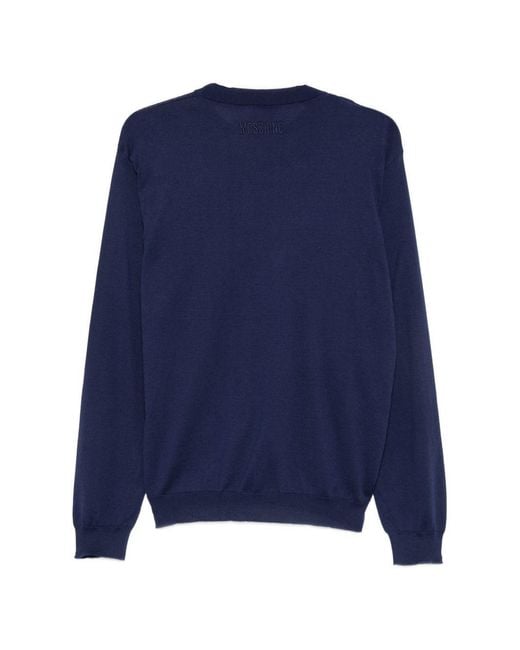 Moschino Blue Long-Sleeve Knit Top for men