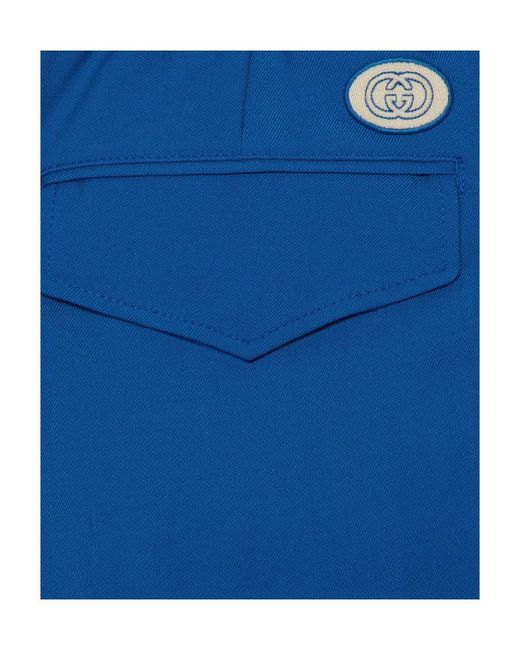 Gucci Blue Interlocking G Wide Leg Pants for men