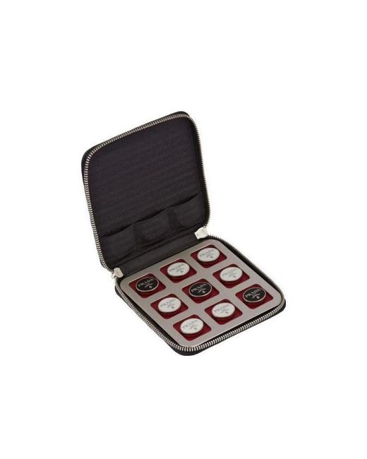 Prada Black Saffiano Leather Tic-Tac-Toe Set for men