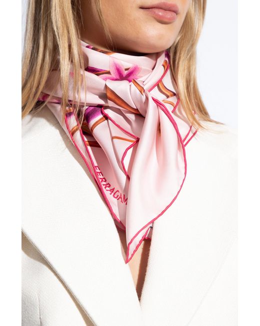 Ferragamo Pink Logo Scarf