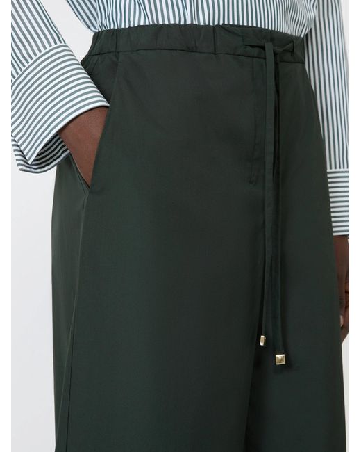 Max Mara Green Drawstring Wide-Leg Trousers