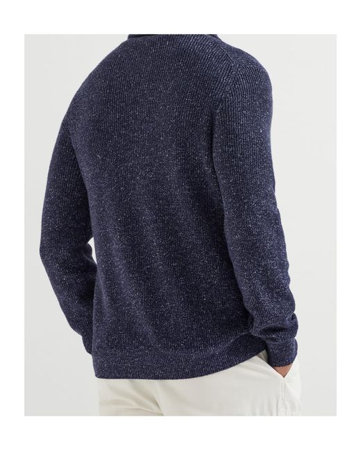 Brunello Cucinelli Blue Long Sleeved Knitted Cardigan for men
