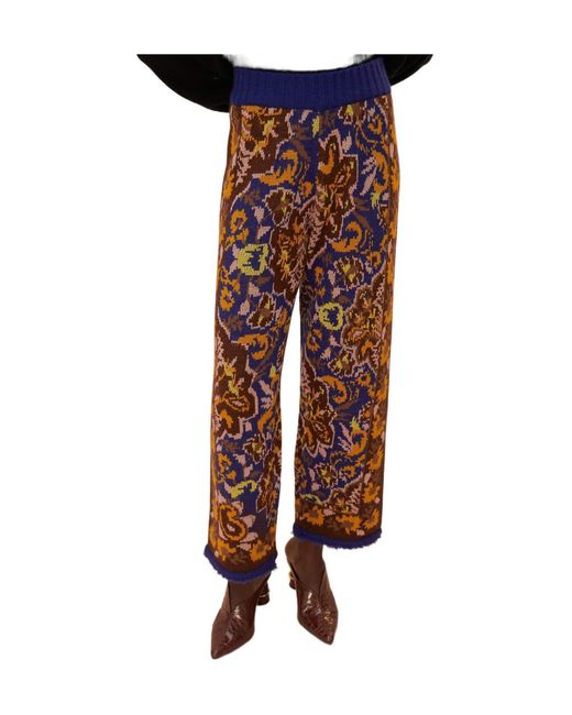 Farm Rio Blue Patterned Knitted Pants