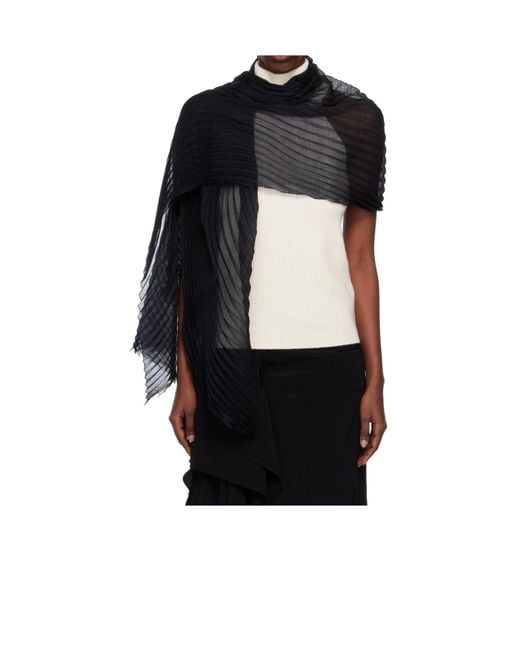 Issey Miyake Black Pleated Scarf