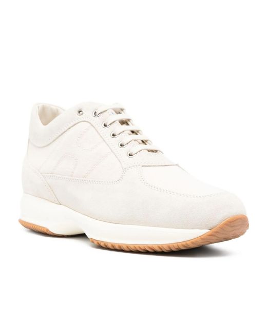 Hogan White Interactive Lace-Up Round Toe Sneakers for men