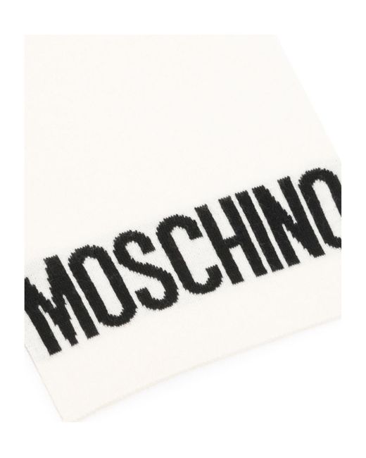 Moschino White Teddy Bear Pattern Scarf for men