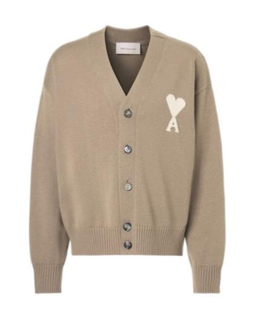 AMI Natural Ami De Cœur Wool And Cotton Cardigan for men
