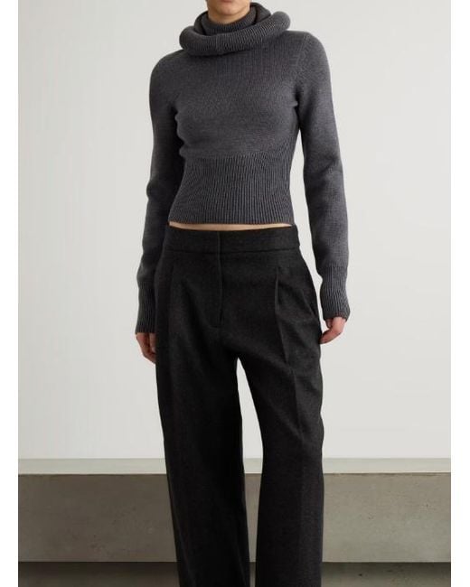 Alaïa Black Alaïa Sculptural Hood Ribbed Knit Jumper