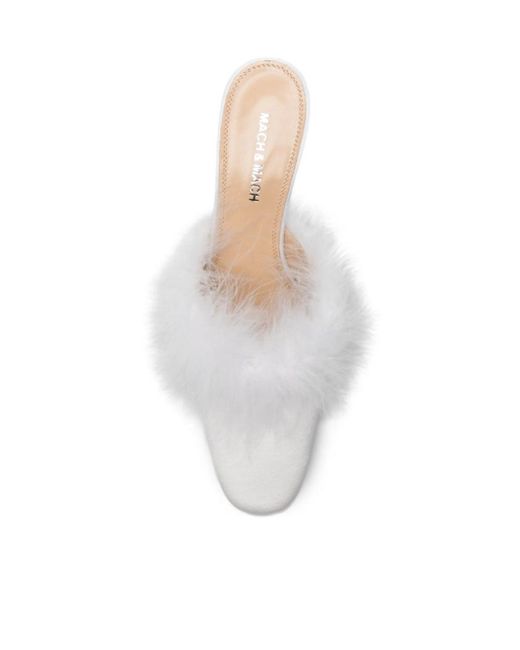 Mach & Mach White Slip-On High-Heeled Mules