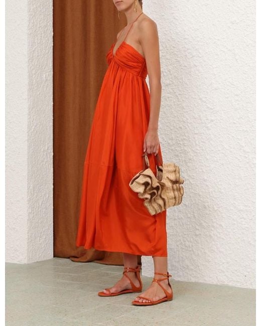 Zimmermann Red Mahon Halter Maxi Dress