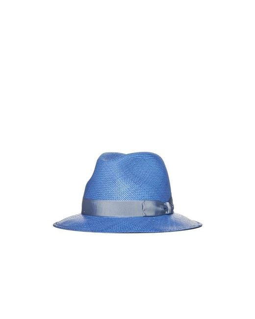 Borsalino Blue Straw Ribbon Band Hat for men