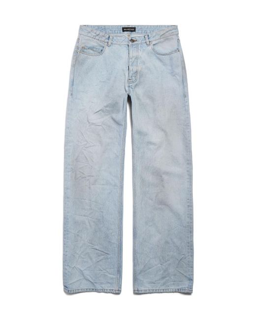 Balenciaga Blue Distressed Relaxed Fit Jeans for men