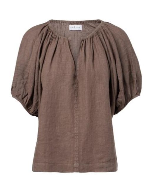 Velvet By Graham & Spencer Brown V-Neck Blouse