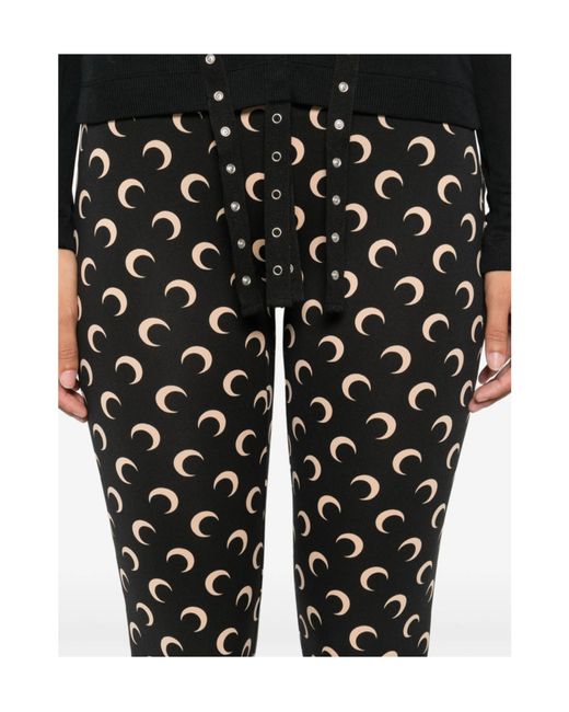 MARINE SERRE Black Crescent Moon-Print Trousers