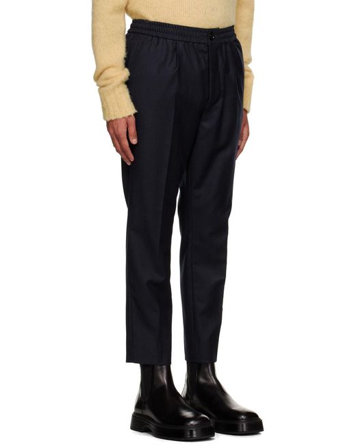 AMI Blue Cropped Tailored Trousers for men