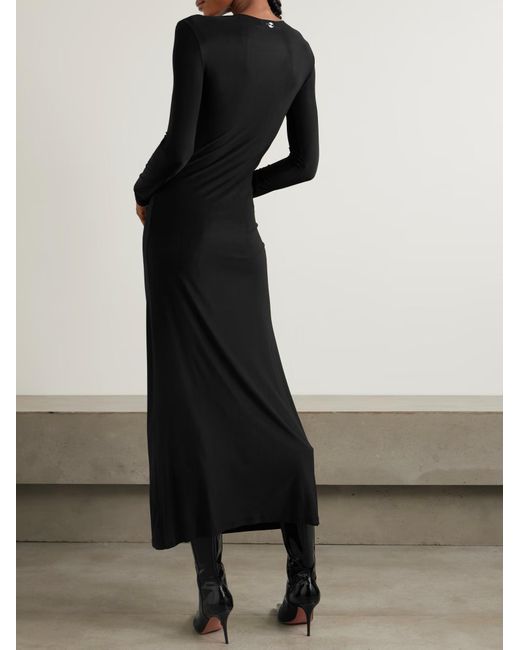 Rabanne Black Semi-Sheer Eyelet Maxi Dress
