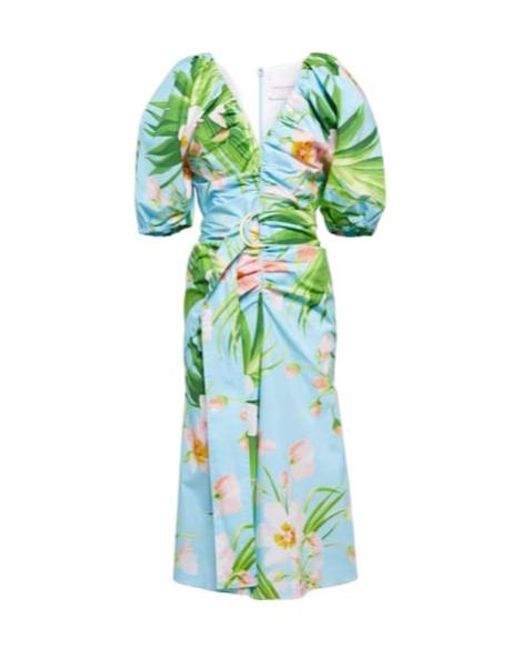 Carolina Herrera Green Puffy Midi Dress