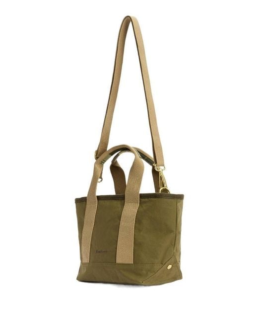 Barbour Green Mini Mya Tartan-Detail Tote Bag