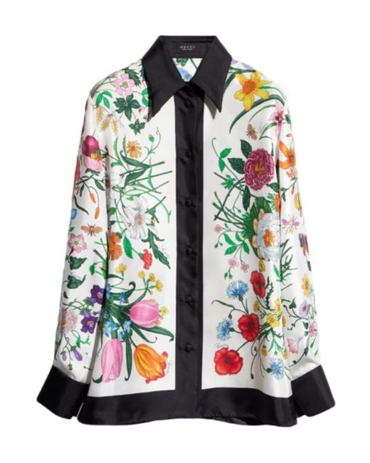 Gucci Green Printed Silk Shirt