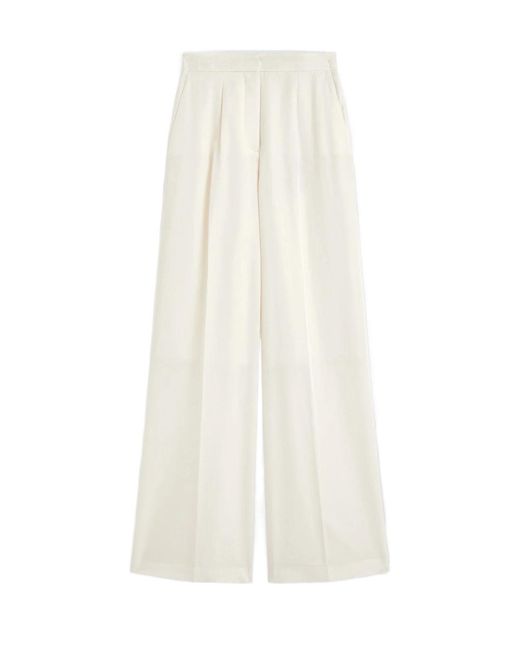 Joseph White Alanel Silk And Cotton-Blend Wide-Leg Pants