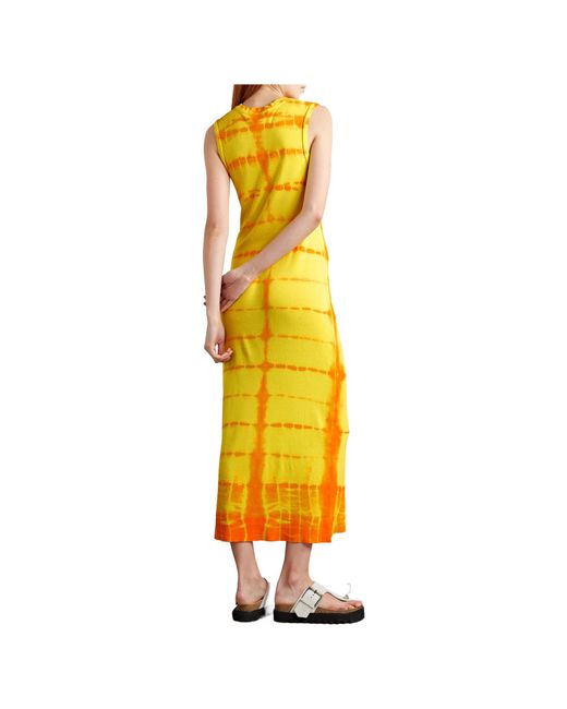 The Elder Statesman Yellow Tie-Dye Midi Dress