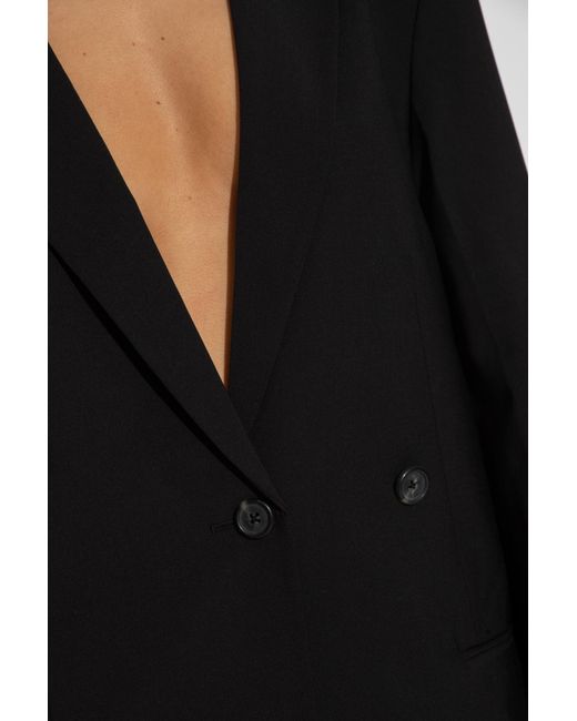 Helmut Lang Black Double-Breasted Boxy Blazer