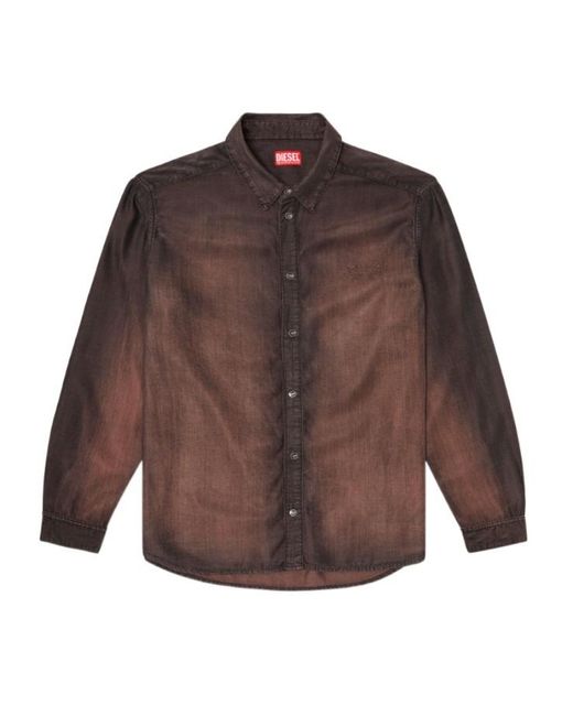 DIESEL Brown D-Simply-S16 Ombre-Effect Denim Shirt for men