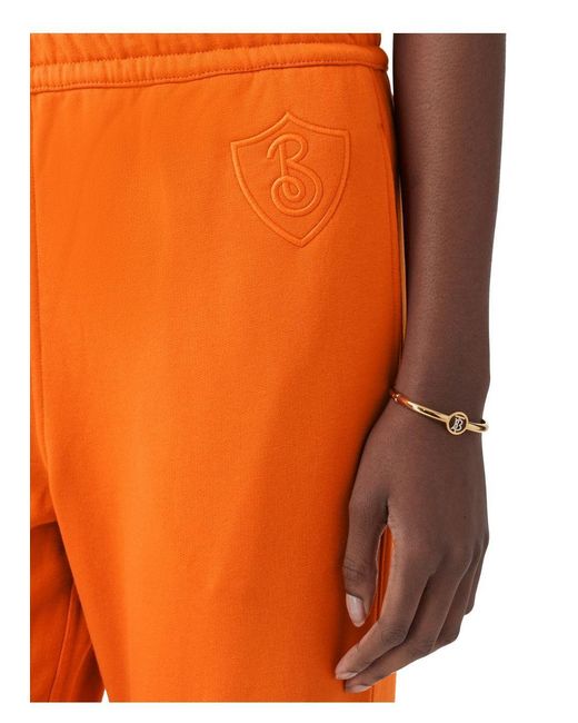 Burberry Orange Logo Embroidered Track Pants