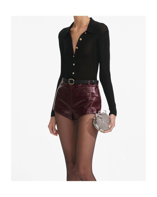 Self-Portrait Black Viscose Knit Bodysuit