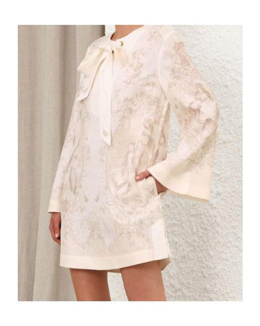 Zimmermann Natural Tie Neck Tunic Dress