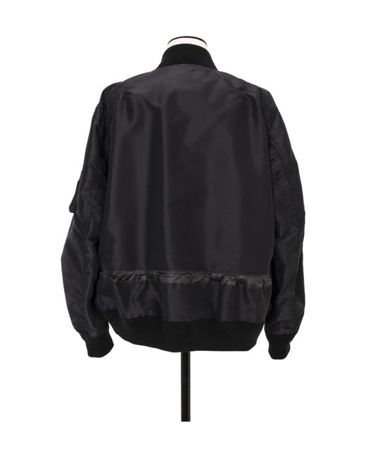 Sacai Black Zip-Up Bomber Jacket for men