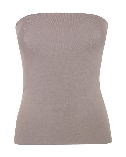 Entire studios Brown Ribbed-Knit Strapless Top