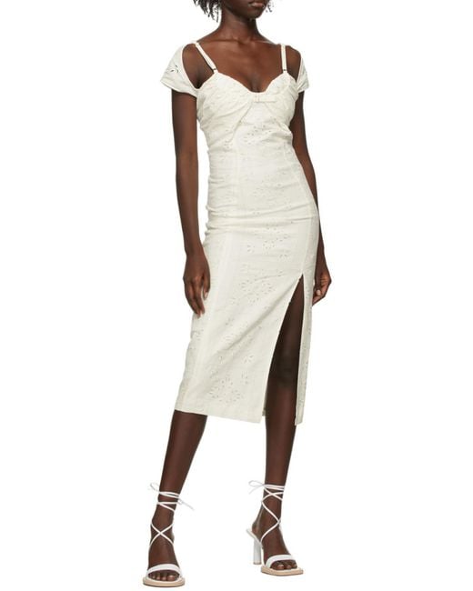 Jacquemus White Embroidered Midi Dress