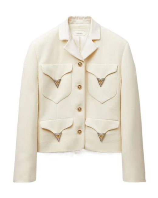 Versace White Appliquéd Tailored Blazer