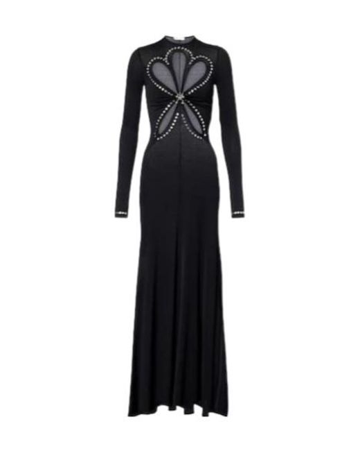 Rabanne Black Cutout Embellished Jersey Maxi Dress