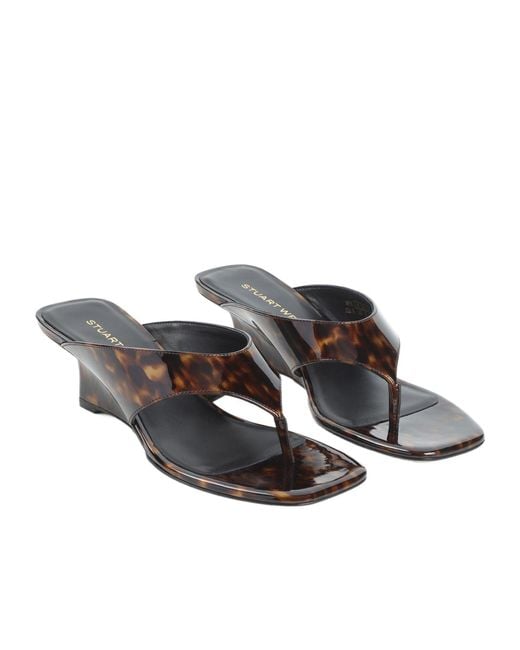 Stuart Weitzman Brown Vinnie Wedge Thong 50