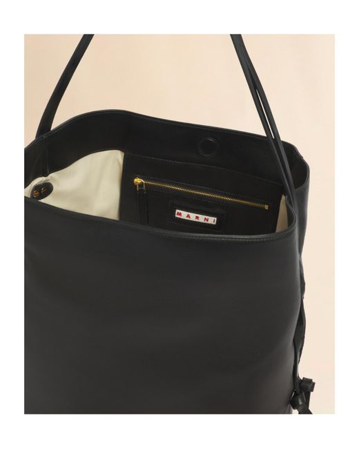 Marni Black Pod 2.0 Small Hobo Bag