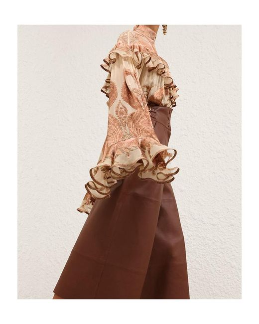 Zimmermann Brown Hypnotic Burnout Blouse