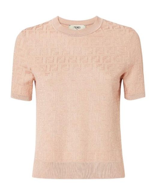 Fendi Pink Ff Cotton And Viscose Sweater