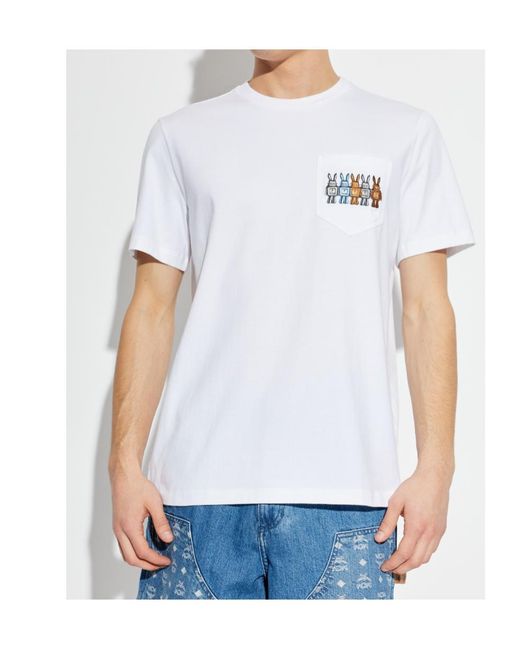MCM White Short-Sleeved T-Shirt for men
