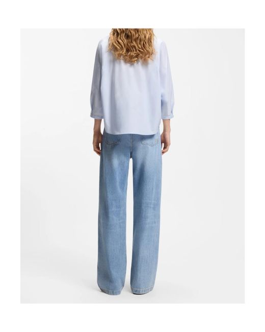 Boss White Relaxed-Fit Blouse