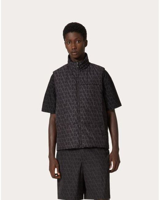 Valentino Multicolor High Neck Zip-Up Gilet for men