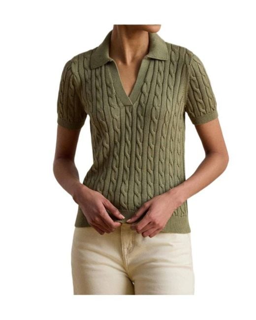 Ralph Lauren Green Lauren Ribbed Knit Polo Shirt