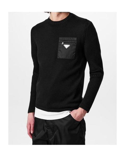 Prada Black Crewneck Wool Sweater for men